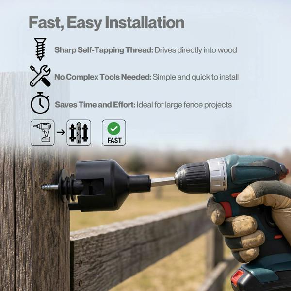 Traderight Electric Fence Insulators Grooved PP+PE Black 120pc