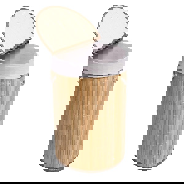 MANTRARAJ 50L Folding Bamboo Laundry Basket Bin Hamper Basket Storage Organizer With Lid And Removable Bag (Natural Brown)