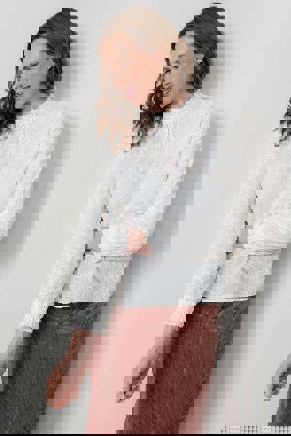 Lily & Me Fiona Gathered Neck Blouse White