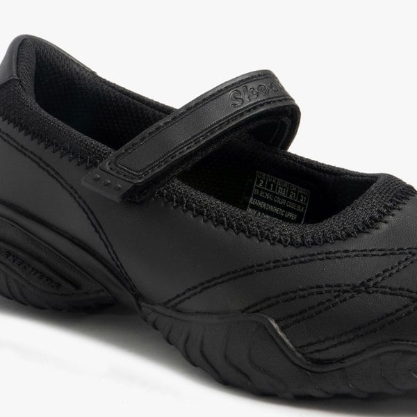 Skechers 81264L/BLK VELOCITY POUTY Girls Leather School Shoes Black