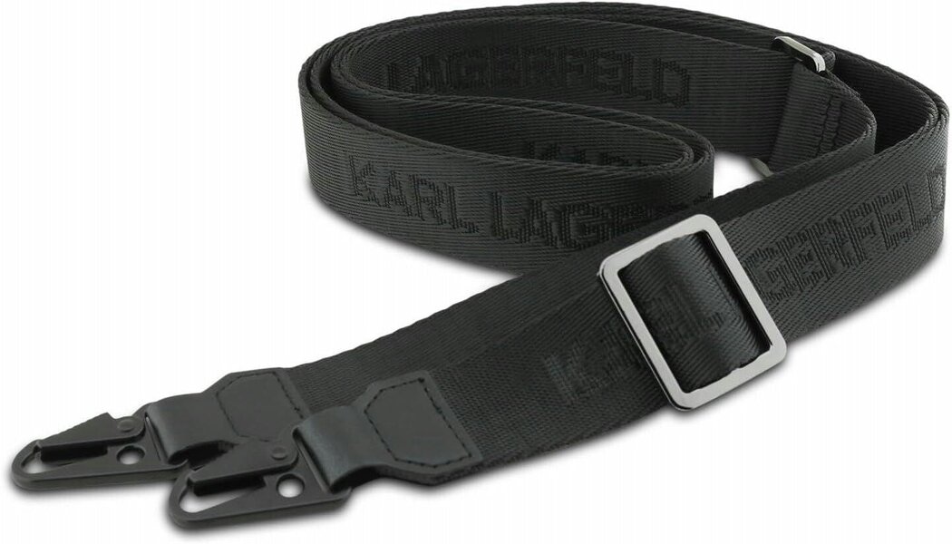 Karl Lagerfeld Saffiano Karl & Choupette Metal Pin Crossbody Strap Case for iPhone 17/18 Pro 6.3" Black - KLHCP18LSAKCPBK