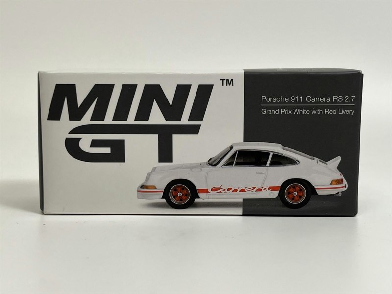 Mini GT Porsche 911 Carrera RS 2.7 Grand Prix White With Red Livery RHD 1:64 Mini GT MGT00612R