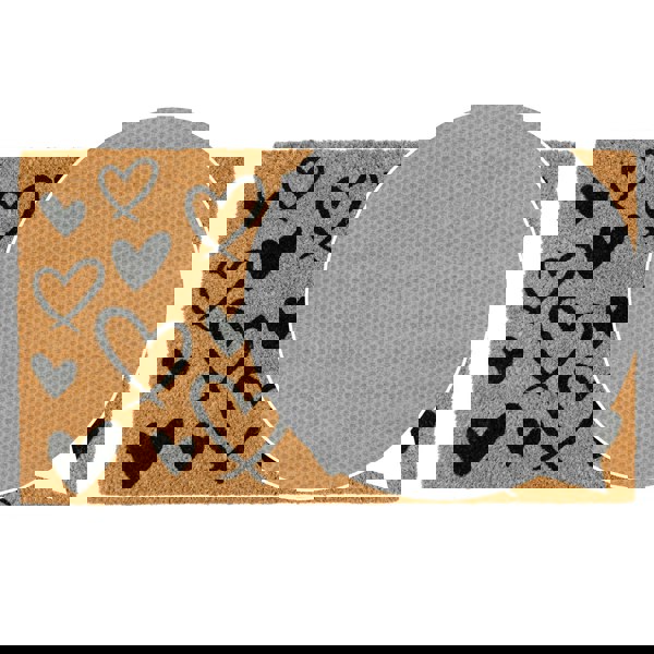 JVL Eco-Friendly Latex Backed Coir Entrance Doormat, 40x70cm - Hearts