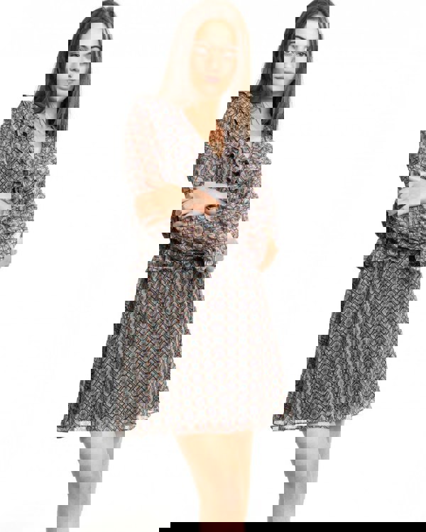 Maison Scotch Long Sleeve Ruffle Detailed Womens Dress