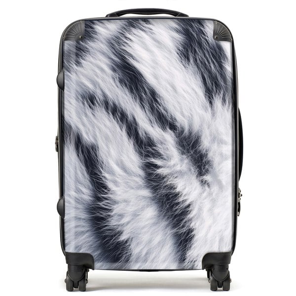 Warren Reed White Tiger Fur Print Suitcase