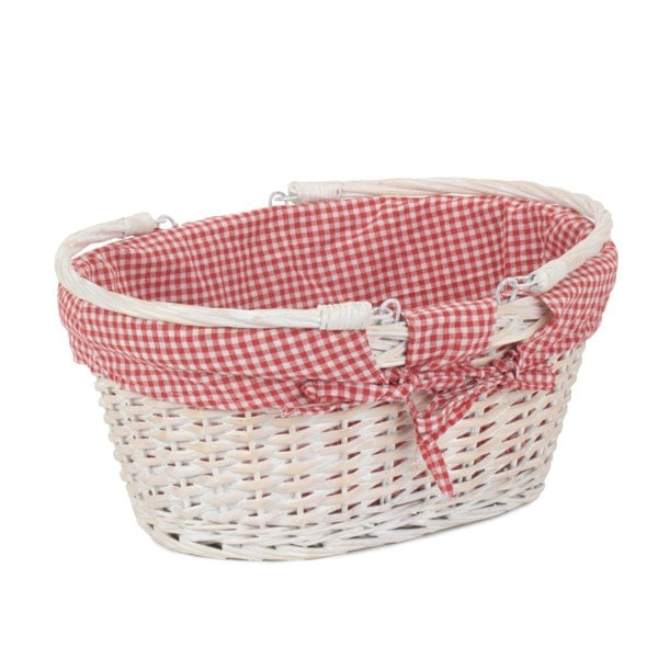 Small White Swing Handle Wicker Shopper