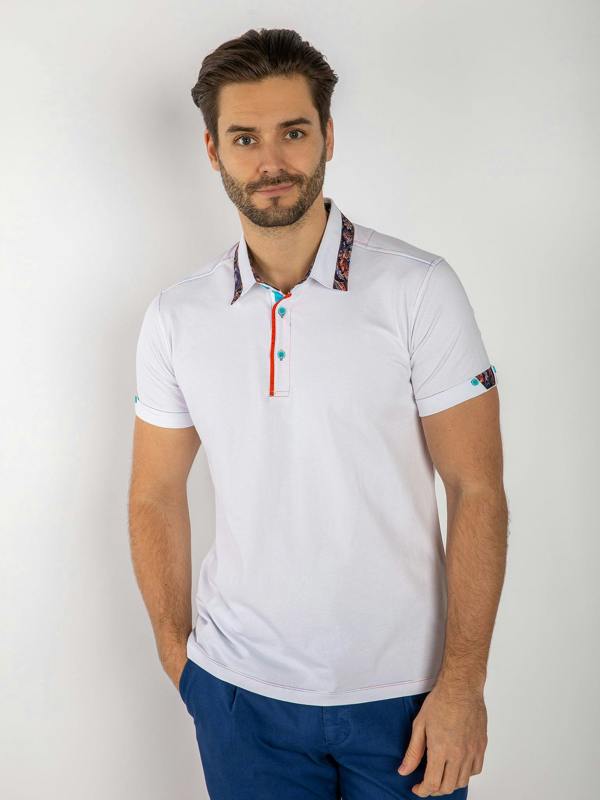 SIGNATURE POLO SHIRT WITH ORNAMENTAL INSERT - Claudio Lugli Shirts