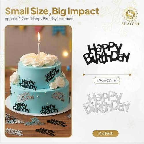Black and Silver Happy Birthday Confetti Table Scatter, 14g Birthday Party Decoration image 8