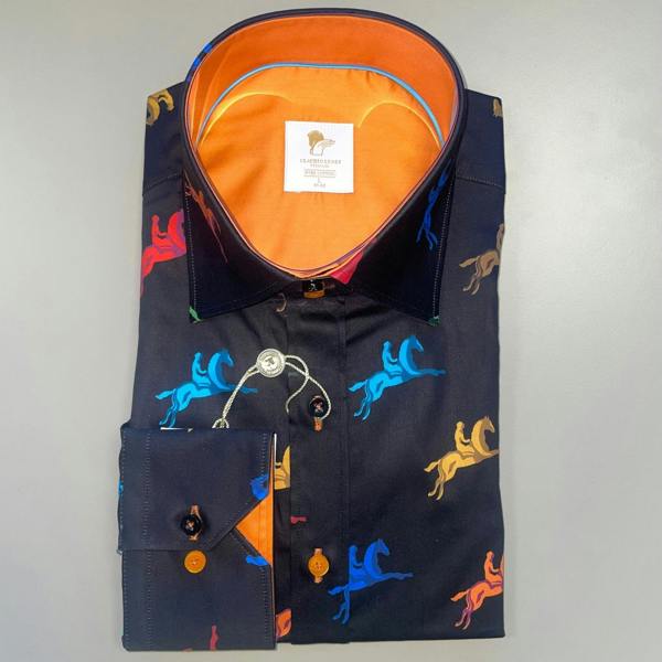MULTI HORSE RIDER PRINT SHIRT - Premium Men's Patterned Shirt by Claudio Lugli | Bold Design, Tailored Fit, Best Printed Shirts