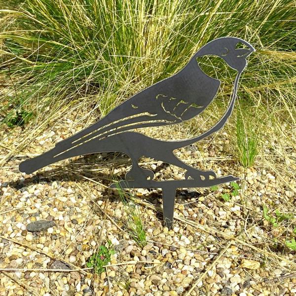 Ferncrest Trading Steel Bullfinch Bird Silhouette Garden Stake Ornament