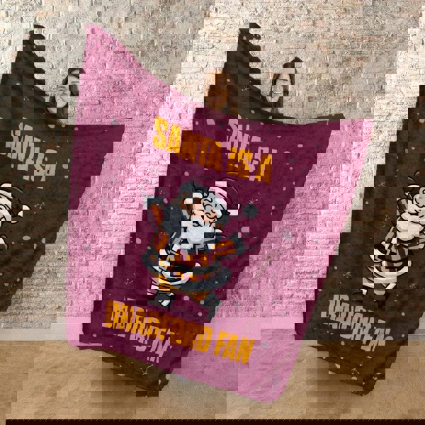 BritishmadeGifts Santa is a Bradford Football Fan - Luxury Fleece Blanket 150cm X 150cm