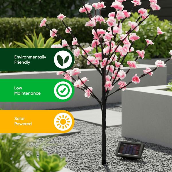 Gardenwize Solar Cherry Blossom Tree with 100 LED Lights