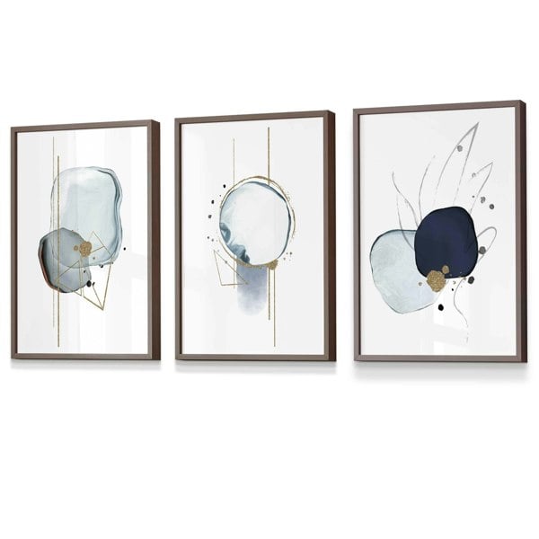 Framed Set of 3 Abstract Winter Mood Art Prints | Artze Wall Art UK