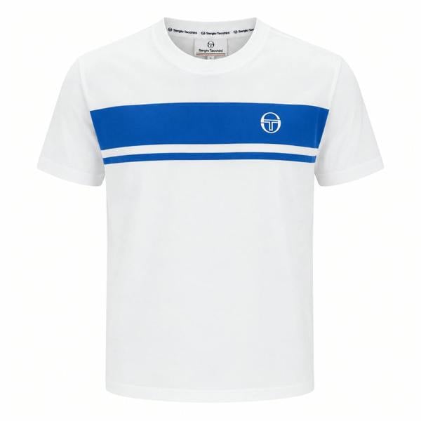 Sergio Tacchini Master Crew Neck T-Shirt White/Princess Blue