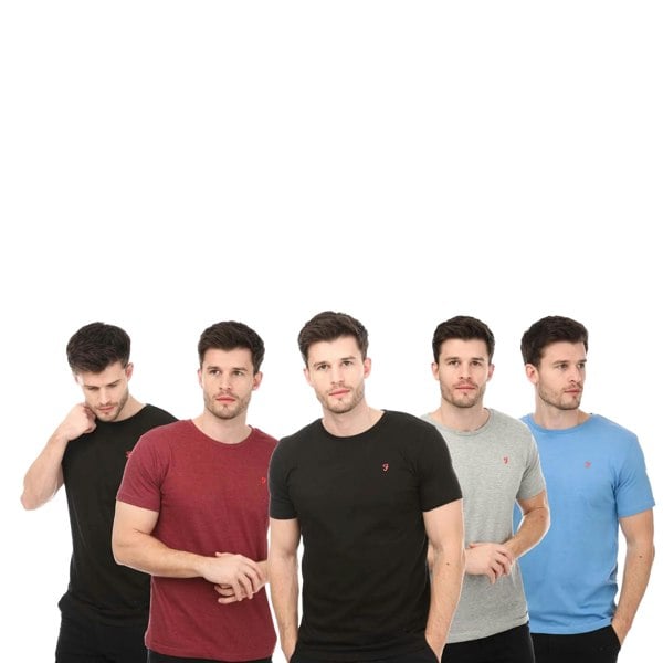 Farah Mens Watten Lounge T-Shirt (Pack of 5) - Black/Grey/Blue/Red