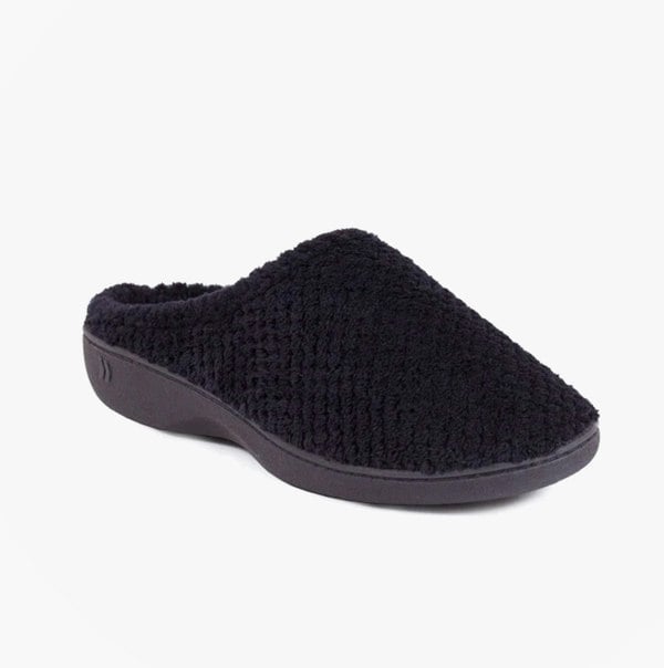 Totes Isotoner POPCORN TERRY Womens Mule Slippers Black