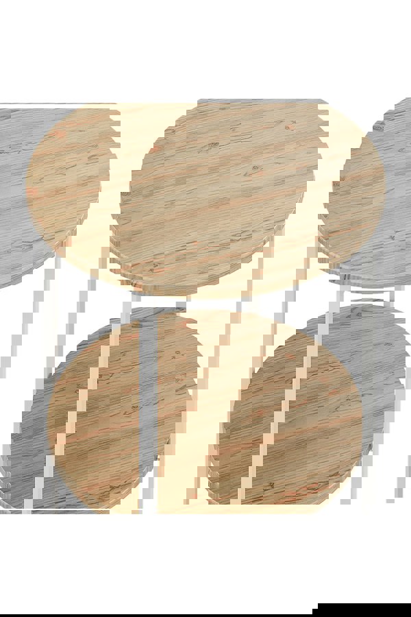 Living and Home Log Colored Small Round Coffee Table with 2 Tier