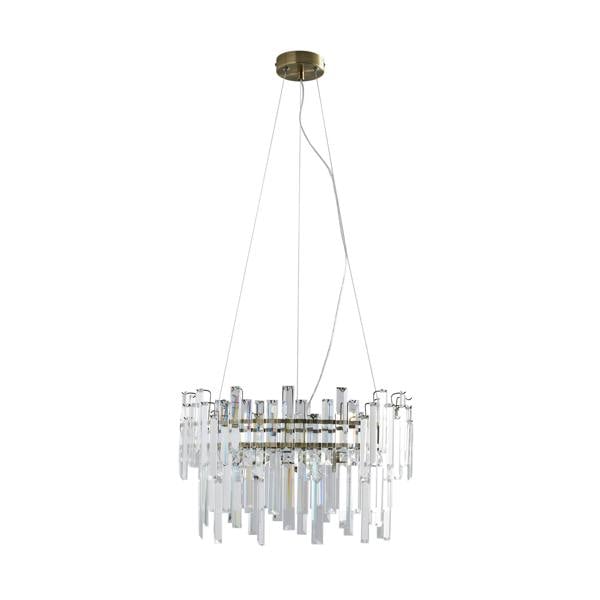 Pagazzi Lighting Onega 3 Light Antique Brass & Glass Pendant Ceiling Light