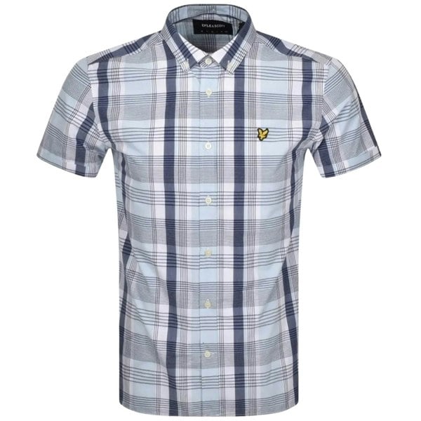 Lyle & Scott Short Sleeve Deck Blue Checkered Shirt XS