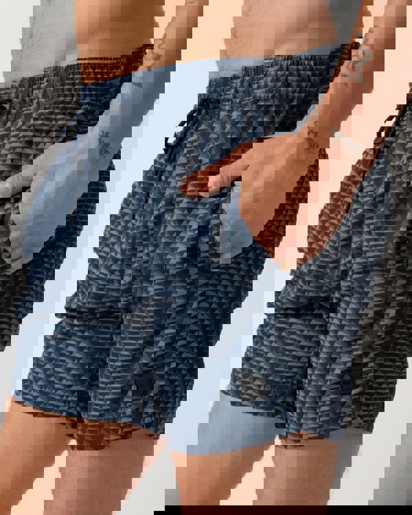 BOSS Orange Vibe Mens Logo-Label Swim Shorts with Seasonal Pattern - Navy 414