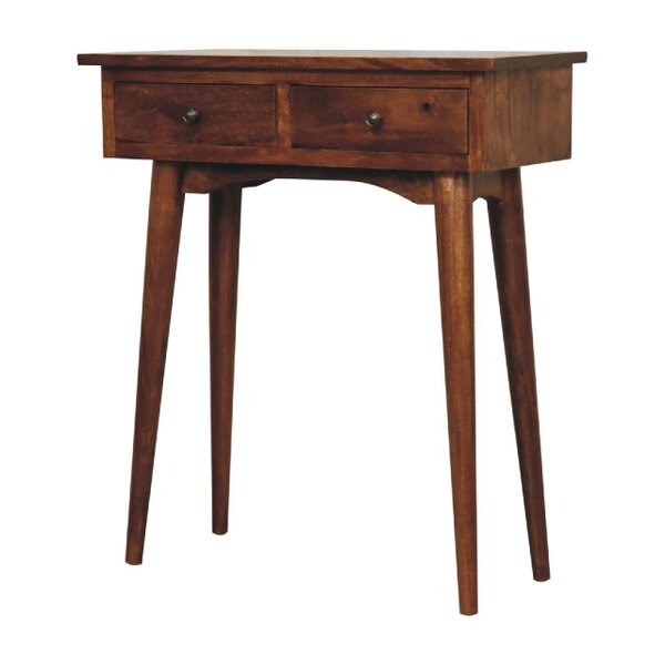 Wyld Haus Olbia Mini Chestnut Mango Wood Hallway Console Table 2 Drawers