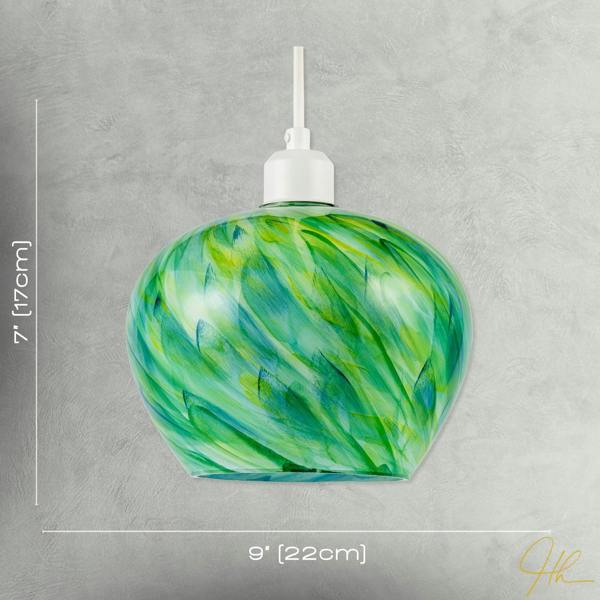 Modern Green Toned Glass Pendant Shade with Brushed Leaves Design Image 7