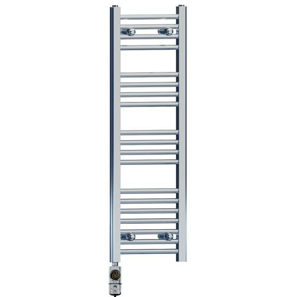 MYHOMEWARE 400 x 1000 mm Chrome Electric Bathroom Towel Rail Radiator Heater With AF Thermostatic Electric Element Pre-Filled