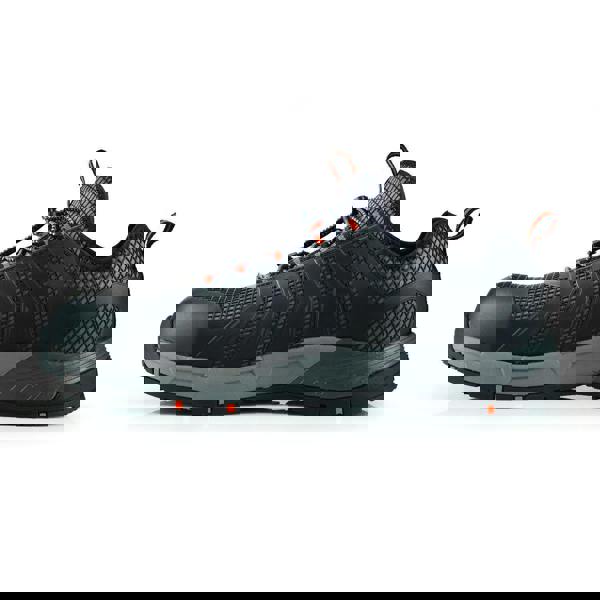 Scruffs Argon Mens Safety Bungee Lace Lightweight Composite Trainers, black breathable athletic shoes with slip-resistant soles and quick lacing system.