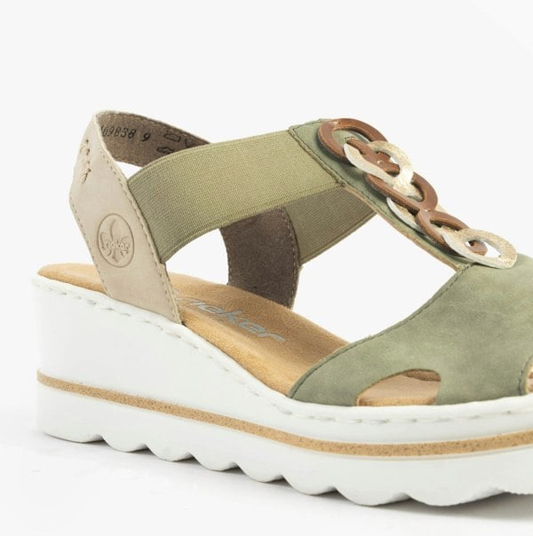 Rieker 67498-52 Womens Sandals - Green Combination