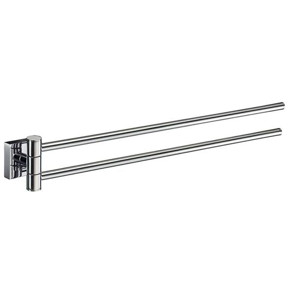 Polished chrome swing arm double towel rail