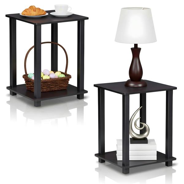 WALPLUS Modern Furniture Piece for Stylish and Functional Home Use | 12127DWN Simplistic End Table, Set of Two, Dark Walnut