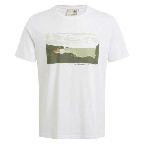 Craghoppers Mens National Trust Sabden Scenery Short-Sleeved T-Shirt - White - White - 100% Organic Cotton