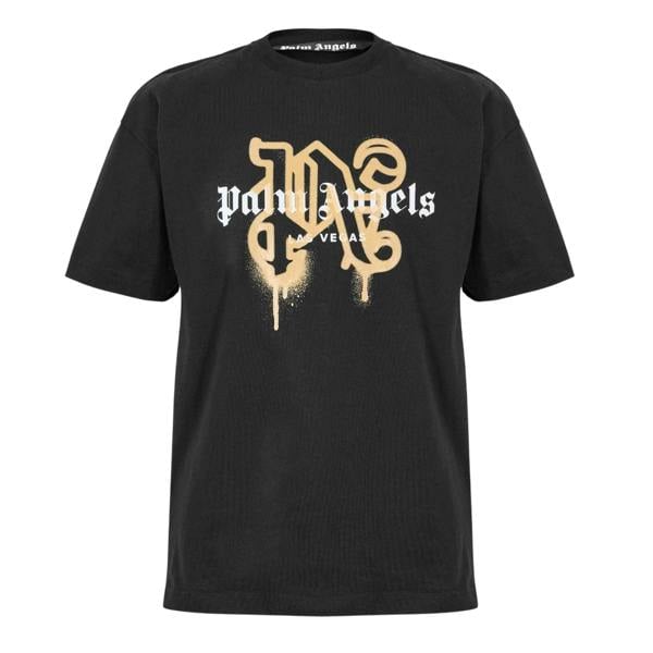 Palm Angels Unisex Adult Las Vegas Spray T-Shirt - Black/Gold - 