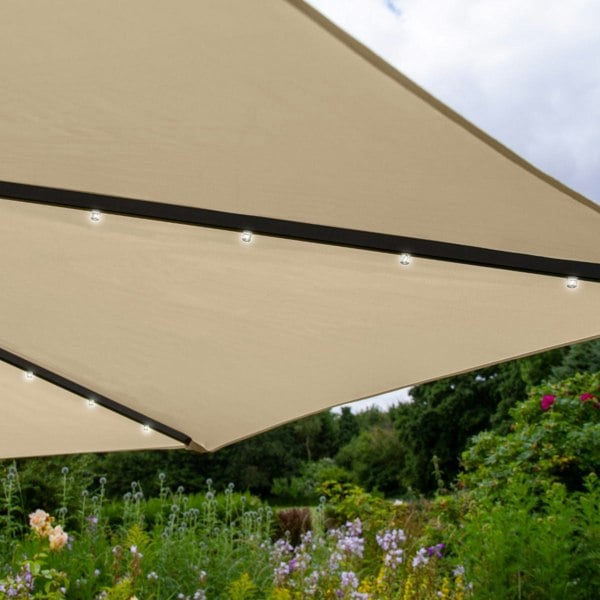 Monstershop Beige 3m LED Cantilever Parasol