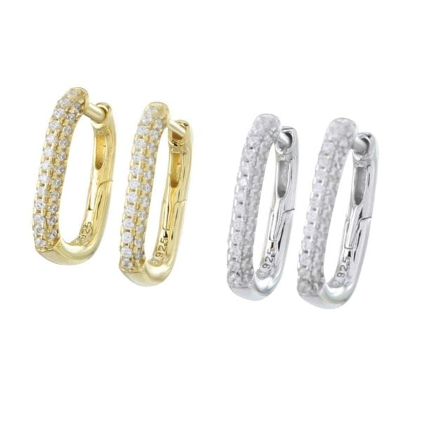 Sparkle Rectangular Hoop Earrings - Reeves & Reeves