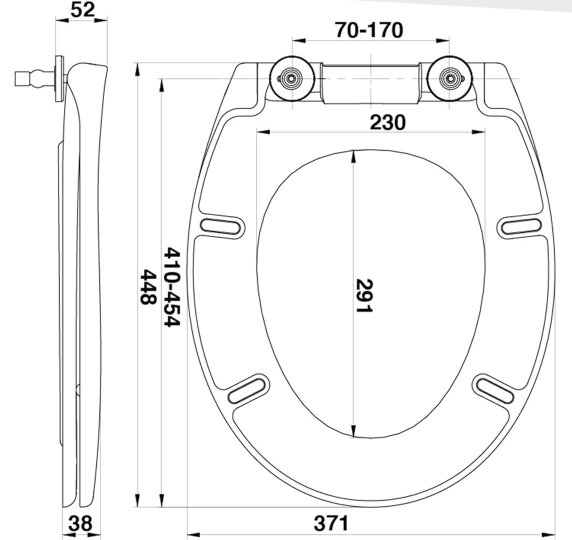 Blue Canyon Oval Top Fix Slow Close Quick Release Toilet Seat - 370x445mm