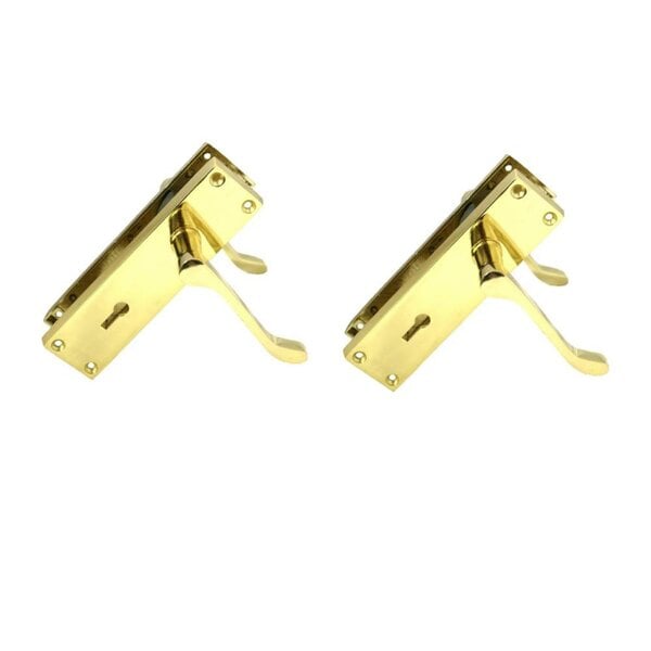 EDH Door Hardware Lock Door Handles Modern Brass Victorian Scroll Interior Door Handle 2 Pairs+