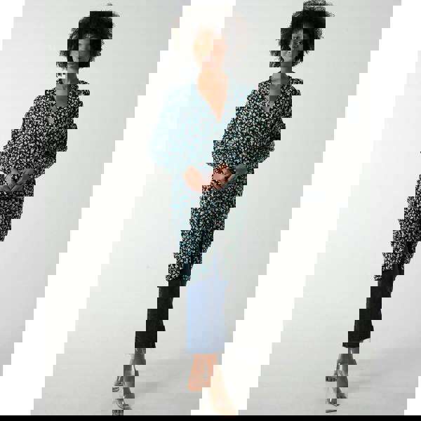 Blue Vanilla Draped Dip Hem Long Top