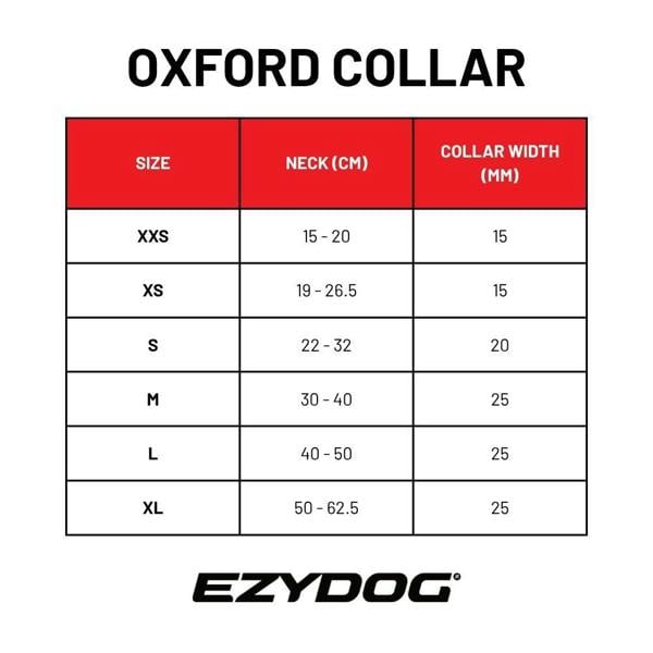 EzyDog Oxford Leather Classic Dog Collar in Black