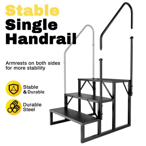 OLPRO 3 Step Ladder for Campervan/Caravan/ RV/ Hot Tub/ Pool with Handrail