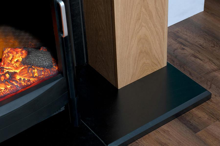 Adam Innsbruck Stove Fireplace in Oak with Black Keston Electric Stove, 45 Inch