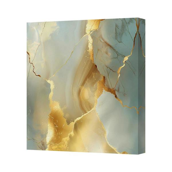 Benjamin Tate Design Gold Veined Marble Canvas Wall Art Print With Deep Wooden Frame UK Handmade