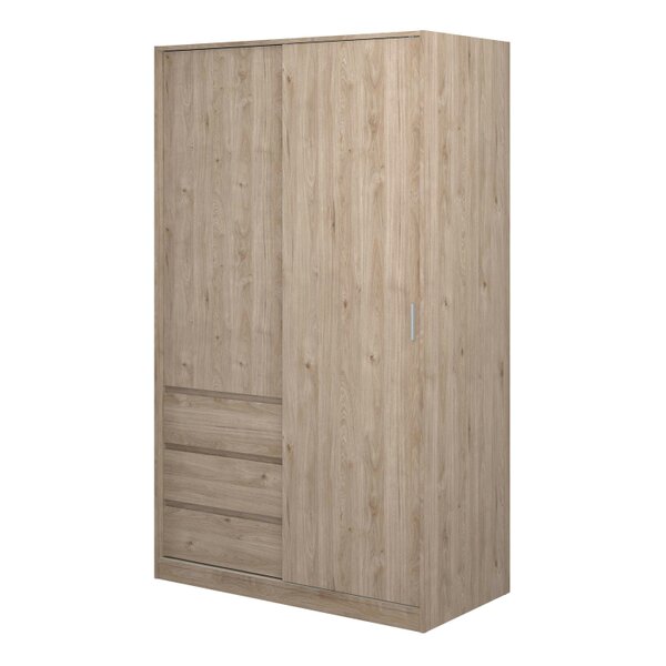 Wyld Haus Budapest Natural Oak Effect Wood Wardrobe 2 Doors 3 Drawers