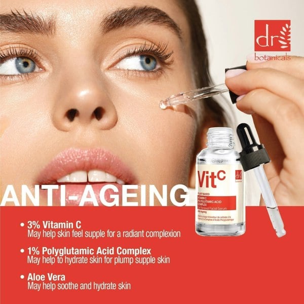 RDB525 Dr Botanicals Vitamin C 3% & Polyglutamic Acid Complex 1% & Brightening Facial Serum 30ml