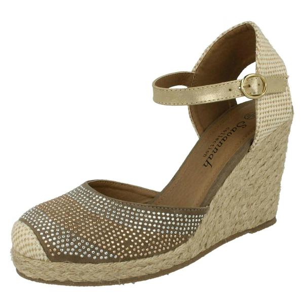 Savannah Ladies Savannah Bead Detail Wedge Sandals
