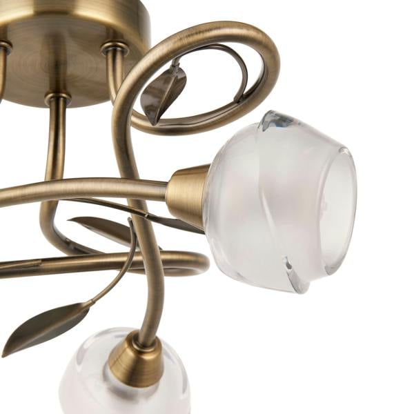 Pagazzi Lighting Maywood 3 Light Semi Flush Ceiling Light Antique Brass