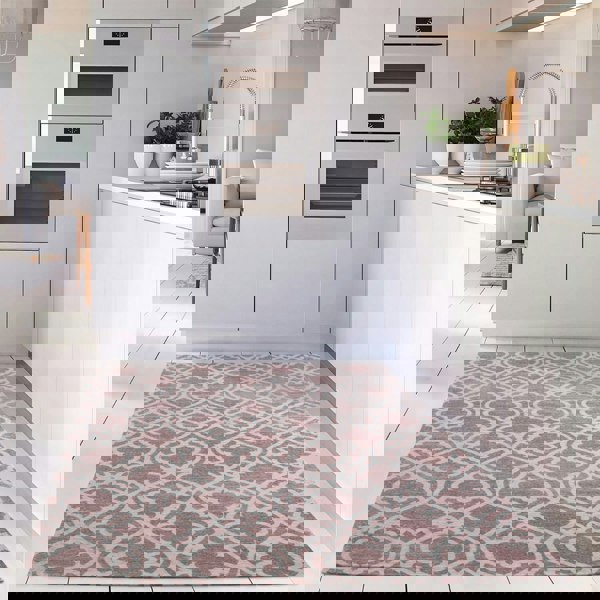 Machine Washable Flatweave Moroccan Rug Pink