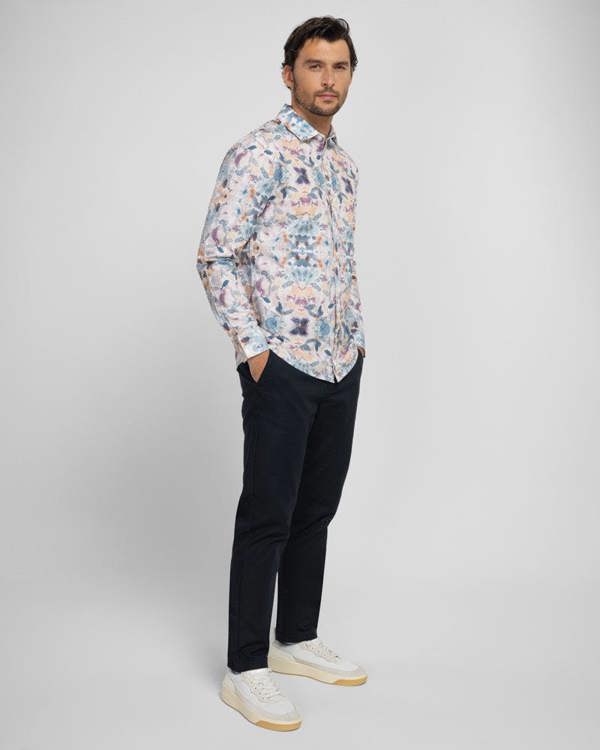 Steel & Jelly Men’s Wrenbury Watercolour Print Long Sleeve Shirt