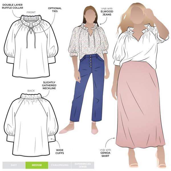 Style Arc Sewing Pattern Reynolds Top - Tops for Women - Intermediate