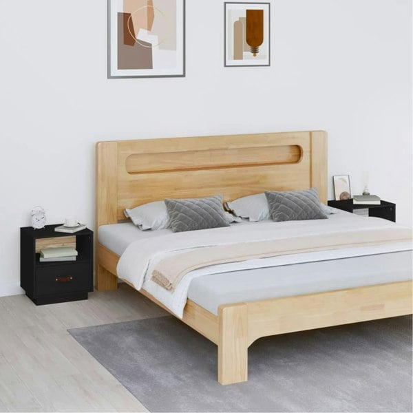Berkfield Bedside Cabinets 2 pcs Black 40x34x45 cm Solid Wood Pine